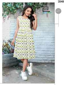 ชุดเดรสผ้าฝ้ายเรยอนสำหรับผู้หญิง, ชุดเดรสผ้าฝ้ายผสมลายพื้นเมืองอินเดียใส่ทำงานในฤดูร้อนและสวมใส่สบายชุดเดรสเรยอนเคอร์ติส - Product Image 5