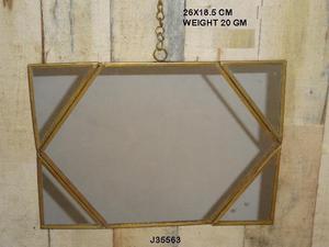 Modern Round <b>Glass</b> and Brass With Chain Hanging Mirror Brass in Antique Finish Available in Two Sizes Wall Decor Round Mirror - Product Image 6
