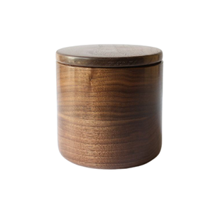 Masala Dabba de madera personalizable con tapa Forma redonda Contenedor de almacenamiento de sal y pimienta Precio - Product Image 3