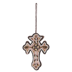 Ornements de Noël en forme de croix en peluche brodée à la main matériel de tissu de couleur personnalisé - Product Image 4