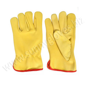 Promotional Driving <b>Gloves</b> made of grain leather back cow split leather with red piping - Product Image 6