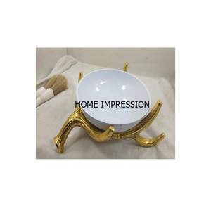 Nueva colección de artes y artesanías indias, soporte de diseñador de asta chapada en oro para cuencos de Metal esmaltados blancos para regalar y servir artículos - Product Image 4