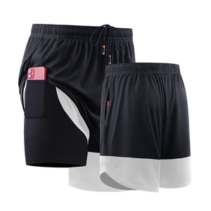 Short de course à deux étages décontracté pour hommes avec logo personnalisé OEM Respirant 100% Polyester Spandex avec poches - Product Image 3