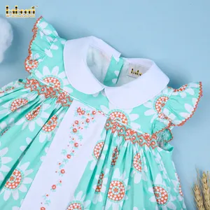 Mercan ayçiçeği geometrik önlük kız giyim OEM ODM önlüklü bebek giyim toptan önlüklü bebek giyim-BB2526