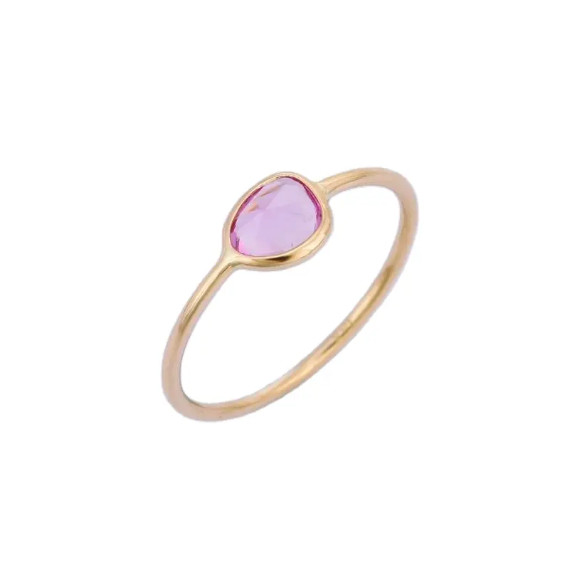 Fine Jewelry Natural Pink Sapphire Fancy Rose Cut Stone Ring 18K Solid Yellow Gold Solitaire Rings Jewelry For Women