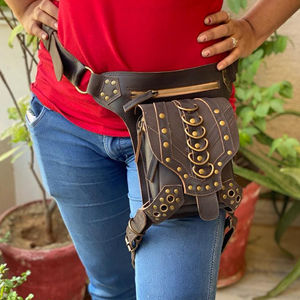 Ceinture de motard en cuir pu unisexe, sac à porter à la taille, pochette pour les hanches, pour moto - Product Image 4