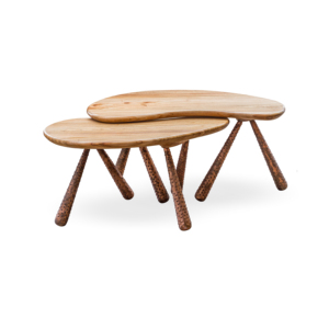 Mesa de Centro Gecko Nest, Mesa Auxiliar de Madera Maciza con Acabado en Cobre, Estilo Antiguo Natural, Muebles para Sala de Estar, Proveedor Mayorista OEM Personalizado - Product Image 1