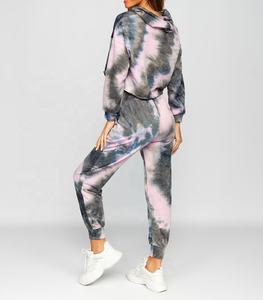 Nueva llegada personalizada Tie Dye diseño recortado con capucha de las mujeres de invierno Streetwear moda Chándal de talla grande chándales ecológicos - Product Image 2