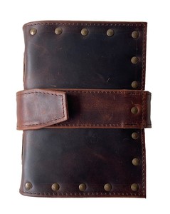 Diario de cuero genuino Vintage antiguo liso encuadernado con envoltura de cinturón libro de notas hecho a mano de estilo antiguo para escribir diario para Unisex - Product Image 3