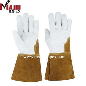 Mitaines de soudage en cuir de vache résistantes à la chaleur, vêtements de travail de sécurité certifiés EN420, ignifuges, anti-coupures, 14 pouces, meilleur prix - Product Image 1