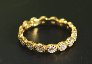 Anillo de piedras preciosas de amatista para mujer, de Plata de Ley 925 chapada en oro, banda Eternity, proveedor de joyería - Product Image 6