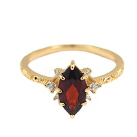 Bague Vintage en Argent Sterling Plaqué Or Jaune avec Zirconiums Sertis Pavé, Coupe Princesse, pour Mariage, Fiançailles ou Usage Quotidien pour Femme