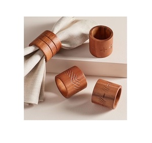 Ustomized-Soporte de anillo de servilleta de madera, anillo de servilleta de forma redonda para hotel, pieza de embalaje individual - Product Image 3