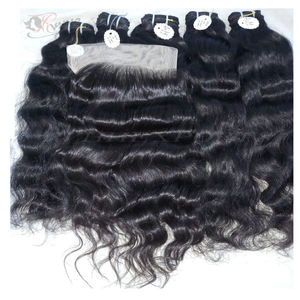100% naturel non transformé vierge indien Remy extension de cheveux dentelle frontale vendeur de cheveux avec vague Style matière première tissage de cheveux - Product Image 1