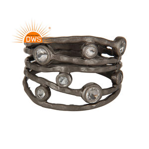 ตอกธรรมชาติหลายสีขาวพลอยบุษราคัมวงแหวนเงินแท้925เครื่องประดับผู้ค้าส่ง - Product Image 1