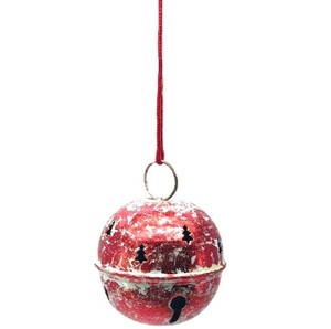 Campana de cascabel roja y blanca redonda de diseño de árbol de METAL de alta calidad, bola colgante de Navidad, decoración de interior de árbol - Product Image 1