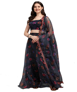 Travail d'impression de feuille de coton de concepteur lehenga choli avec le travail d'impression numérique dupatta vêtements de mariage prix de gros vêtement ethnique - Product Image 2