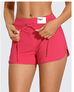 Short de bain à séchage rapide pour femmes avec cordon de serrage, short de sport avec fente latérale 78% Polyamide 22% élasthanne avec cordon de fermeture - Product Image 6