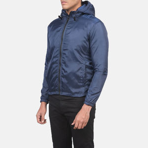 Blouson bombardier en Satin pour hommes, manches longues, bleu, avec capuche, de haute qualité, livraison gratuite - Product Image 2