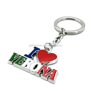 高品質の記念品メタルアルファベットキーリングパーソナライズされたI Love Verona Souvenir Enamel Keychain