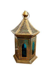 Linterna de hierro de metal dorado marroquí al por mayor logotipo personalizable decoración del hogar con asa útil para decoración navideña - Product Image 6