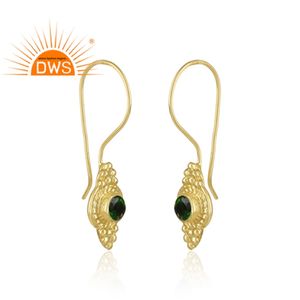 Proveedor de Joyería de Pendientes Colgantes con Piedra Preciosa de Diopsido Cromado en Plata de Ley Chapada en Oro de 18k - Product Image 2