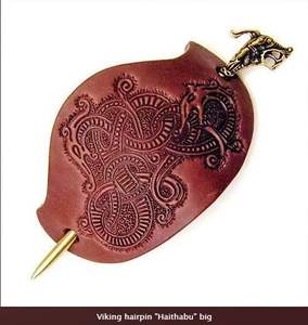 Hebilla de Cinturón Estilo Vikingo Hedeby Oseberg, Material de Cuero y Cobre, Pasador para el Cabello, Barrette de Haithabu - Product Image 2