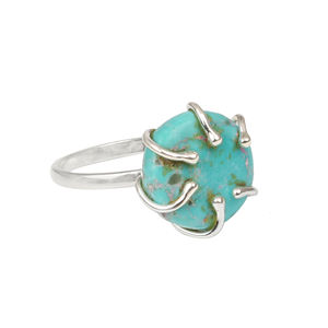 ATGSMPDR Designer 925 Sterling Silver Women's Eternity <b>Ring</b> Natural Arizona <b>Turquoise</b> Prong Set 12mm Vermeil Birthstone Fine - Product Image 1