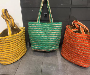À la Main À La Main Jute Chic fourre-tout Plage sac à main avec Gland/Pompon De L'inde pour les femmes mode GF-BG2019005 - Product Image 6