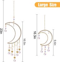 Attrape-soleil en forme de lune fait main avec cristaux religieux de guérison, pendentifs en chaîne de cristaux dorés, décoration d'intérieur