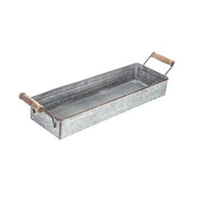 Bandeja de servicio de metal galvanizado rectangular pequeña hecha a mano - Product Image 1