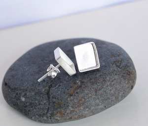 Pendientes de Plata de Ley 925 con forma de rectángulo hechos a mano, pendientes de 8 MM, joyería fina delicada al por mayor para mujer - Product Image 2