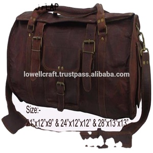 LOWELL CRAFT Bohemian <b>Leather</b> Weekender Duffel <b>Bag</b> Adjustable Strap Buckle Closure Travel Unisex 20-35L Durable Light Weight - Product Image 4