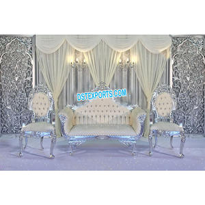 Conjunto de sofás de plata de escenario para boda asiática, conjunto de mobiliario de decoración para escenario, con sillas - Product Image 1