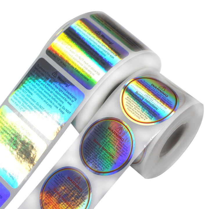 1.5in circle laser candle warning label candle holographic jar 