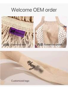 Miles wholes hàng tạp hóa lưới nylon lớn bãi biển túi có thể giặt tái sử dụng mua sắm biểu tượng tùy chỉnh ngoài trời xử lý Vai - Product Image 5