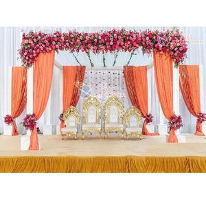 Sillas Vedi de madera de diseño moderno para bodas, conjunto Mandap dorado, decoraciones tradicionales indias para bodas, venta de fábrica, EE. UU. - Product Image 1