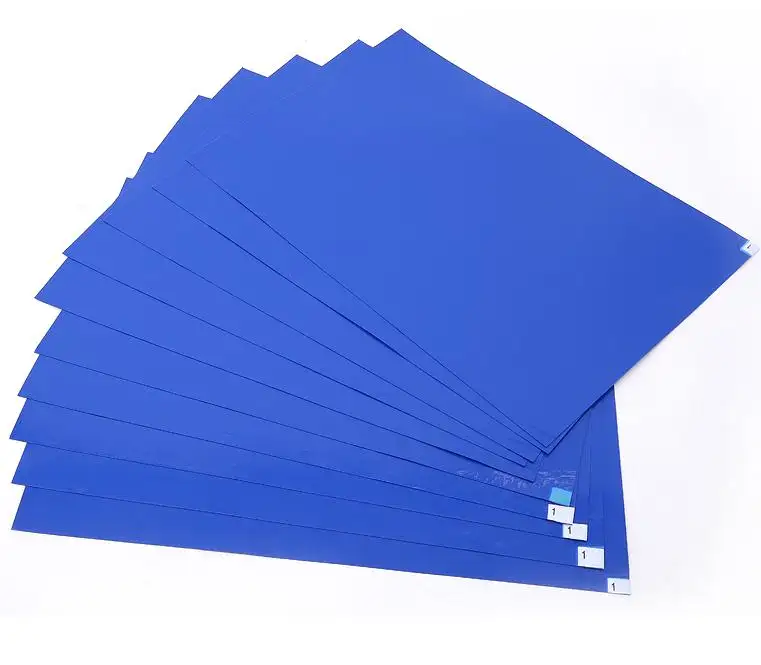 Biru sekali pakai perekat Cleanroom dapat dikupas 45cm x 90cm 3.5C lantai tikar lengket