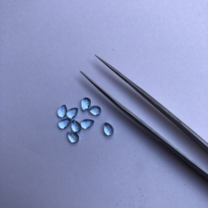 3มม. 4มม. 5มม. สวิสสีฟ้าบุษราคัมหินลูกแพร์แบนอัญมณีหลวมซื้อออนไลน์ขายส่งราคาโรงงาน - Product Image 1