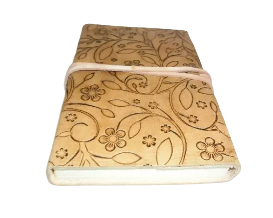 Подгонянная Натуральная кожа ручной работы с тиснением цветов дизайнерский кожаный дневник с белой простой бумагой для ежедневного использования и подарок
