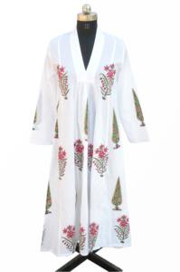 Robe tunique longue imprimée à la main indienne Kurti, vêtements décontractés pour femmes - Product Image 3