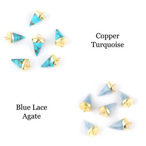 Connecteur de bijoux en cuivre naturel turquoise connecteur de pendentif plaqué or en laiton 14x10mm connecteur à facettes pendulam à caution unique - Product Image 3