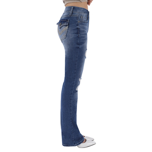 Custom <b>Women</b>’s High Waist Skinny Ripped <b>Jeans</b> Curvy Fit Embroidered Denim Trousers Breathable <b>Stretch</b> <b>Women</b> Skinny <b>Jeans</b> - Product Image 3