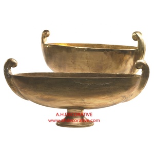 Cuenco de Metal con forma de barco para decoración de mesa de comedor, tazón de flores con acabado dorado para boda, hogar y oficina - Product Image 5