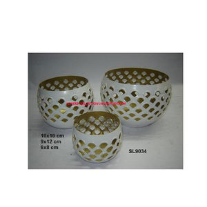 Lampe à thé votive en métal personnalisée or et blanc fabriquée à la main en Inde fabriquée en Inde - Product Image 1