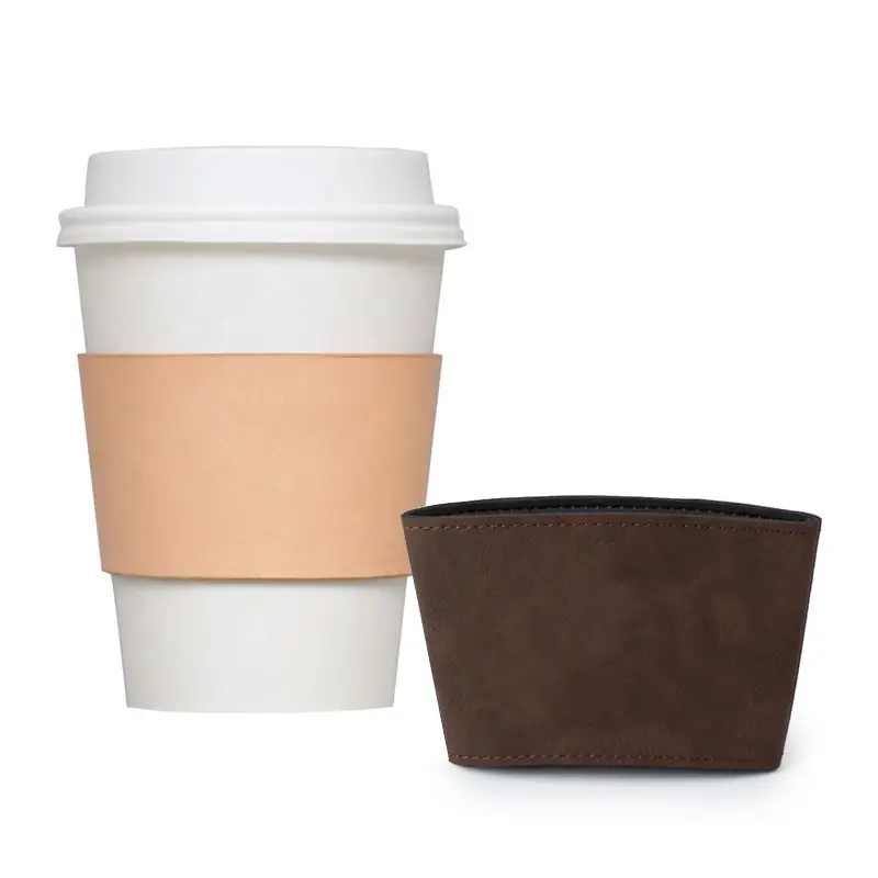 Wieder verwendbare benutzer definierte Logo Leder Kaffeetasse halter Hülle