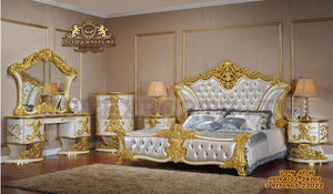 Conjunto de muebles de dormitorio de diseño lujoso, juego de mobiliario tallado a mano real, oro antiguo italiano, 7 piezas - Product Image 3