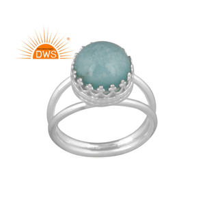 Hot Selling 925 Fine Sterling Silver Natural Doublet Amazonite <b>Crystal</b> Gemstone Stackable <b>Ring</b> Jewelry Manufacturer - Product Image 1