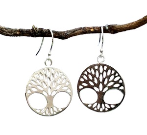 Boucles d'oreilles pendantes classiques en argent plaqué Arbre de Vie SILVER ZONE, artisanat indien, pour femme, anniversaire, fabricant, fournisseur, bijoutier - Product Image 1