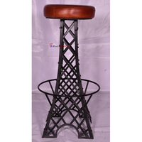 Tabouret de bar industriel en métal avec siège en cuir, style Shiva indien, fait main, pour restaurant, maison, hôtel, comptoir - Vente en gros